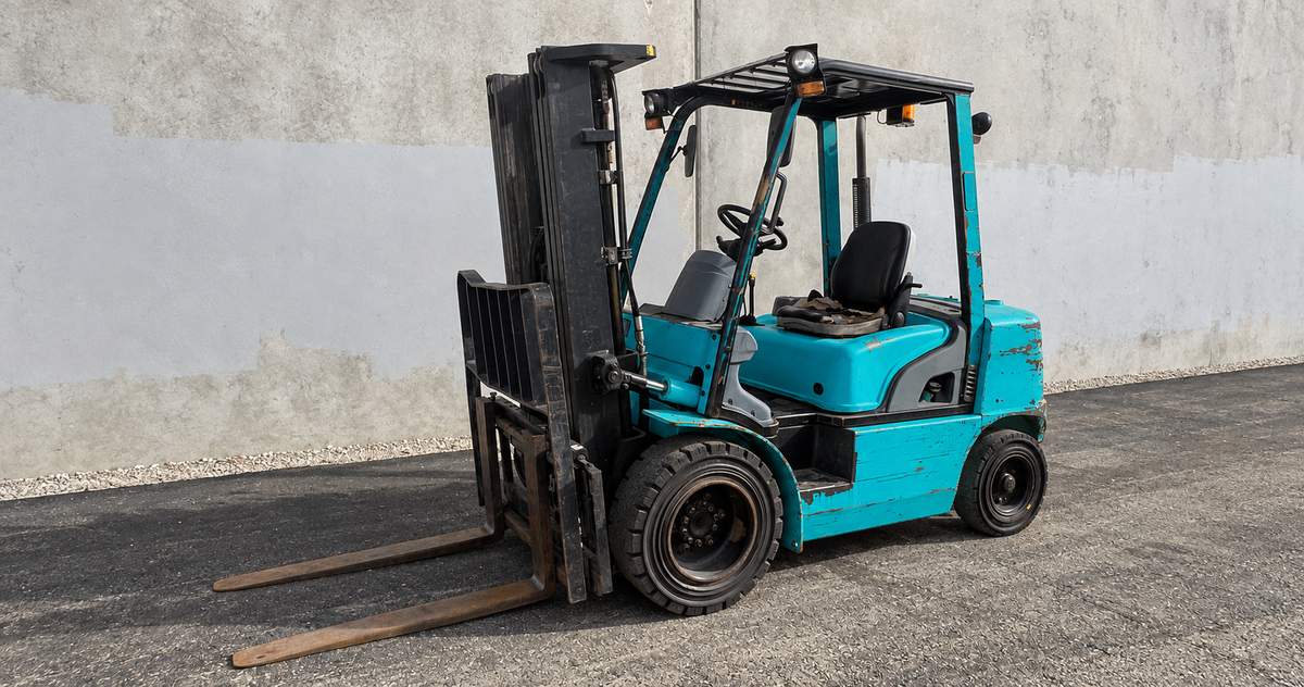 Hyundai 30DF-7 D4BB diesel forklift in teal — engine replacement parts guide