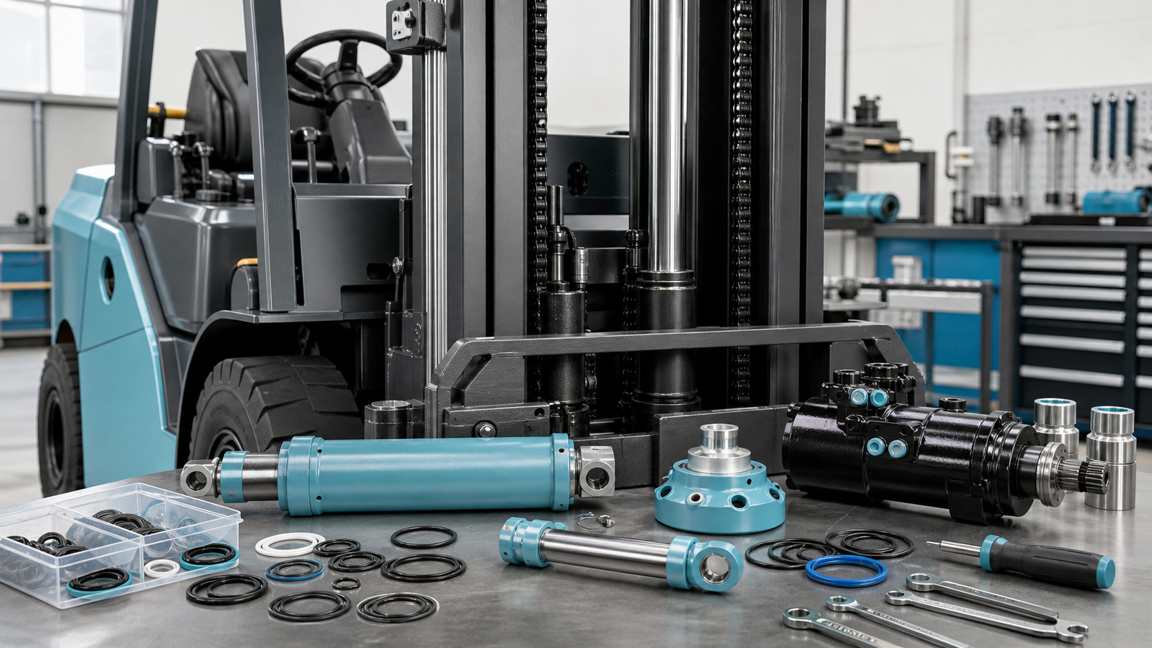 Linde forklift mast and steering parts with hydraulic components
